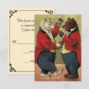 Vintage Viktorianische Tanzbären mit RSVP-Karte RSVP Karte