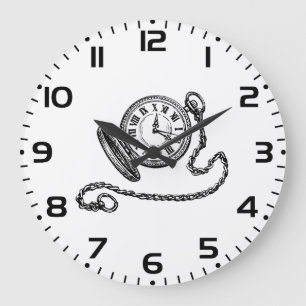 Vintage viktorianische Taschenuhr-Linienkunst Große Wanduhr