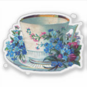 VINTAGE VIKTORIANISCHE TEACUP-BLUME CUSTOM STICKER (Vorderseite)