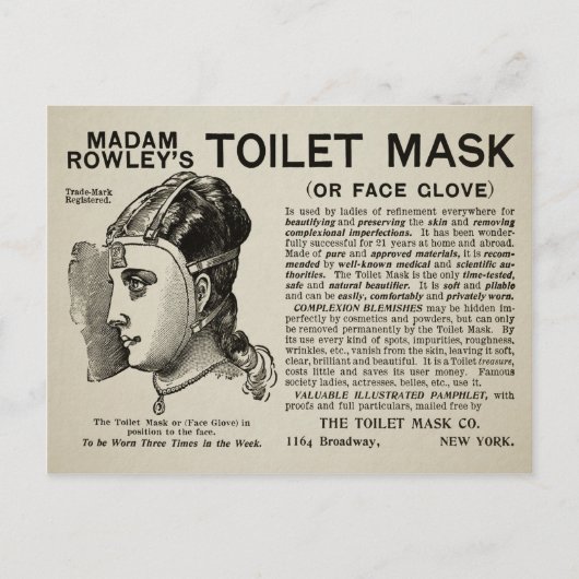 Vintage Viktorianische Toilettenmaske Postkarte (Vorderseite)