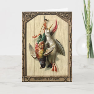 Vintage Viktorianische Tote Vögel Weihnachtskarte Feiertagskarte