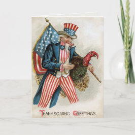 Vintage Viktorianische Uncle Sam Erntedank Card Feiertagskarte