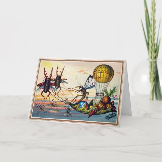 Vintage Viktorianische ungerade Fehler Feiertagskarte (Vorderseite)