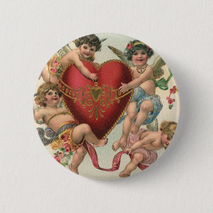 Vintage Viktorianische Valentine, Cherubs Angeln H Button