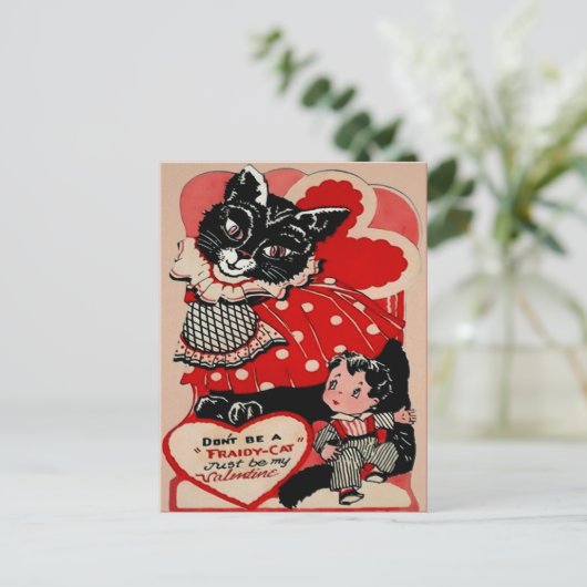 Vintage Viktorianische Valentinerkatze Postkarte (Stehend Vorderseite)