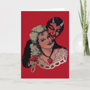 Vintage viktorianische Valentinstagskarte mit Teuf Feiertagskarte