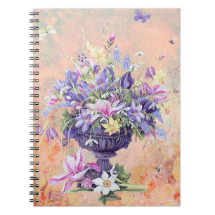 Vintage Viktorianische Vase mit Blume im Shabby Ch Notizblock