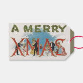 Vintage Viktorianische Weihnachten, ein frohes Wei Geschenkanhänger (Vorderseite (Horizontal))