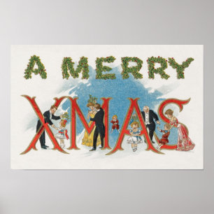 Vintage Viktorianische Weihnachten, ein frohes Wei Poster