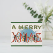 Vintage Viktorianische Weihnachten, ein frohes Wei Postkarte (Stehend Vorderseite)