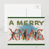 Vintage Viktorianische Weihnachten, ein frohes Wei Postkarte (Vorne/Hinten)