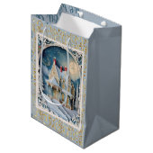 Vintage Viktorianische Weihnachten Mittlere Geschenktüte (Vorderseite Schrägansicht)