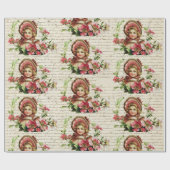 Vintage Viktorianische Weihnachten Niedlich Girl P Geschenkpapier (Flach)