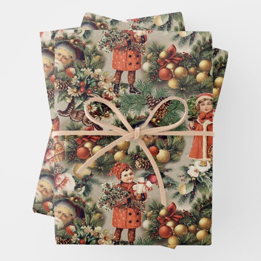 Vintage Viktorianische Weihnachtsbaubles Geschenkpapier Set (Beispiel)