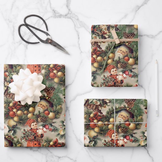 Vintage Viktorianische Weihnachtsbaubles Geschenkpapier Set (Vorderseite)