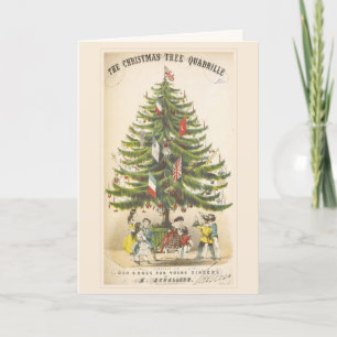 Vintage viktorianische Weihnachtsbaum-Feiertagskar Feiertagskarte