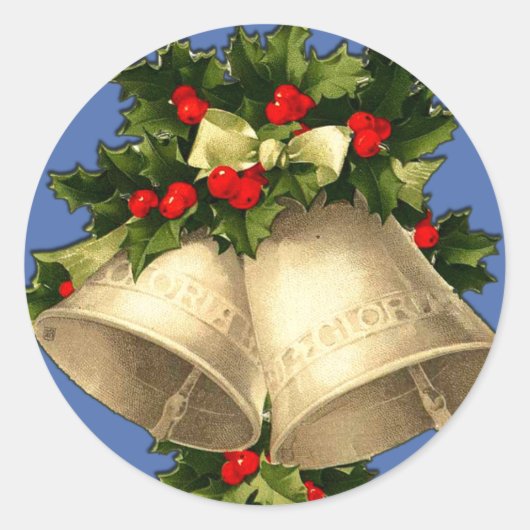 Vintage viktorianische Weihnachtsbell-Karten, Runder Aufkleber (Vorderseite)