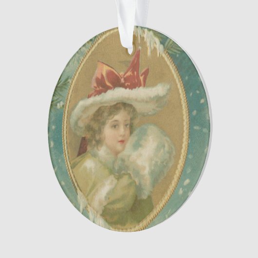 Vintage viktorianische Weihnachtsdame Ornament (Vorderseite)