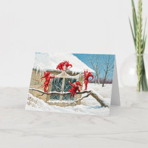 Vintage viktorianische Weihnachtselfen hängende Ei Karte