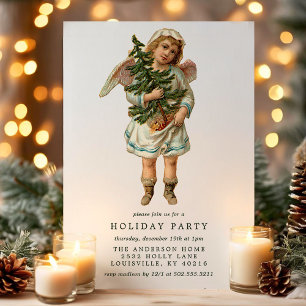 Vintage viktorianische Weihnachtsengel-Feierparty Einladung