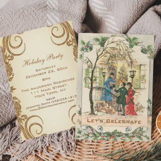 Vintage viktorianische Weihnachtsfeier Einladung