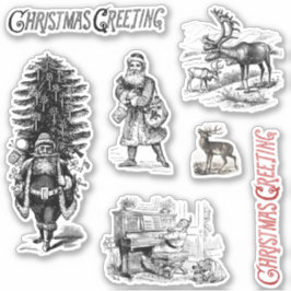 Vintage Viktorianische Weihnachtsgrüße Weihnachten Aufkleber