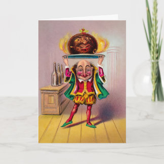 Vintage viktorianische Weihnachtskarte mit Flaming Feiertagskarte