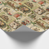 Vintage Viktorianische Weihnachtskarten-Collage Geschenkpapier (Ecke)