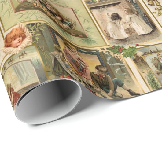 Vintage Viktorianische Weihnachtskarten-Collage Geschenkpapier (Rolleneckpunkt)