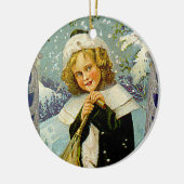 Vintage viktorianische Weihnachtskunst-Verzierung Keramik Ornament (Links)