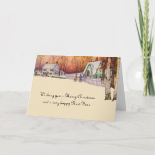 Vintage Viktorianische Weihnachtslandschaft Feiertagskarte