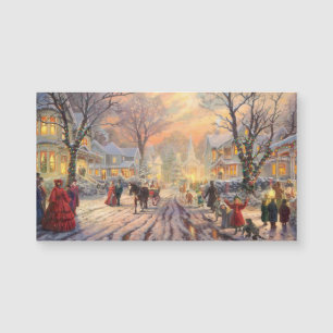 Vintage Viktorianische Weihnachtslandschaft Magnetkarte