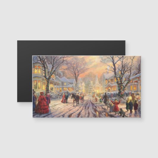 Vintage Viktorianische Weihnachtslandschaft Magnetkarte (Vorne/Hinten)