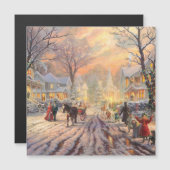 Vintage Viktorianische Weihnachtslandschaft Magnetkarte (Vorne/Hinten)