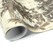 Vintage Viktorianische Weihnachtsmusik Santa Beige Geschenkpapier (Rolleneckpunkt)