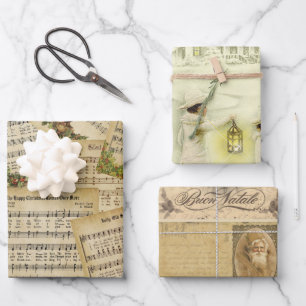 Vintage Viktorianische Weihnachtsmusik und Urlaubs Geschenkpapier Set