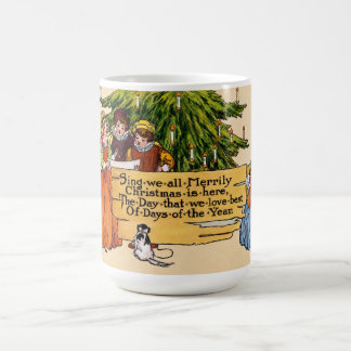 Vintage viktorianische Weihnachtssänger-Illustrati Kaffeetasse
