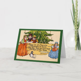 Vintage viktorianische Weihnachtssänger-Illustrati Karte
