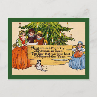 Vintage viktorianische Weihnachtssänger-Illustrati Postkarte