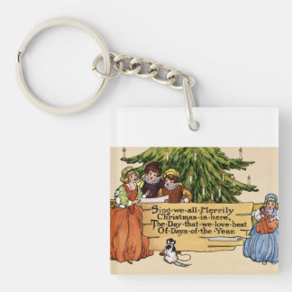 Vintage viktorianische Weihnachtssänger-Illustrati Schlüsselanhänger