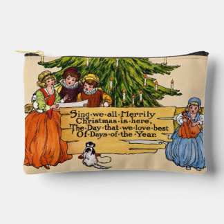 Vintage viktorianische Weihnachtssänger-Illustrati Zubehörtasche