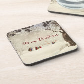 Vintage Viktorianische Weihnachtsszene Getränkeuntersetzer (Linke Seite)