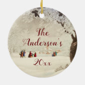 Vintage Viktorianische Weihnachtsszene Keramik Ornament (Hinten)