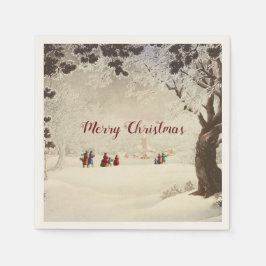 Vintage Viktorianische Weihnachtsszene Serviette