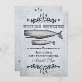 Vintage Viktorianische Whale Beach Baby Dusche Einladung (Vorne/Hinten)