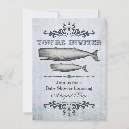 Vintage Viktorianische Whale Beach Baby Dusche Einladung (Vorderseite)