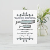 Vintage Viktorianische Whale Beach Baby Dusche Einladung (Stehend Vorderseite)