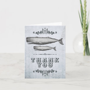 Vintage Viktorianische Whale Mama und Calf Beach Dankeskarte