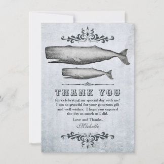 Vintage Viktorianische Whale Mama und Calf Beach Dankeskarte