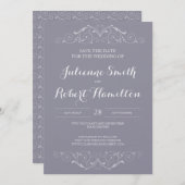 Vintage Viktorianische Wirbel Elegant Save the Dat Save The Date (Vorne/Hinten)